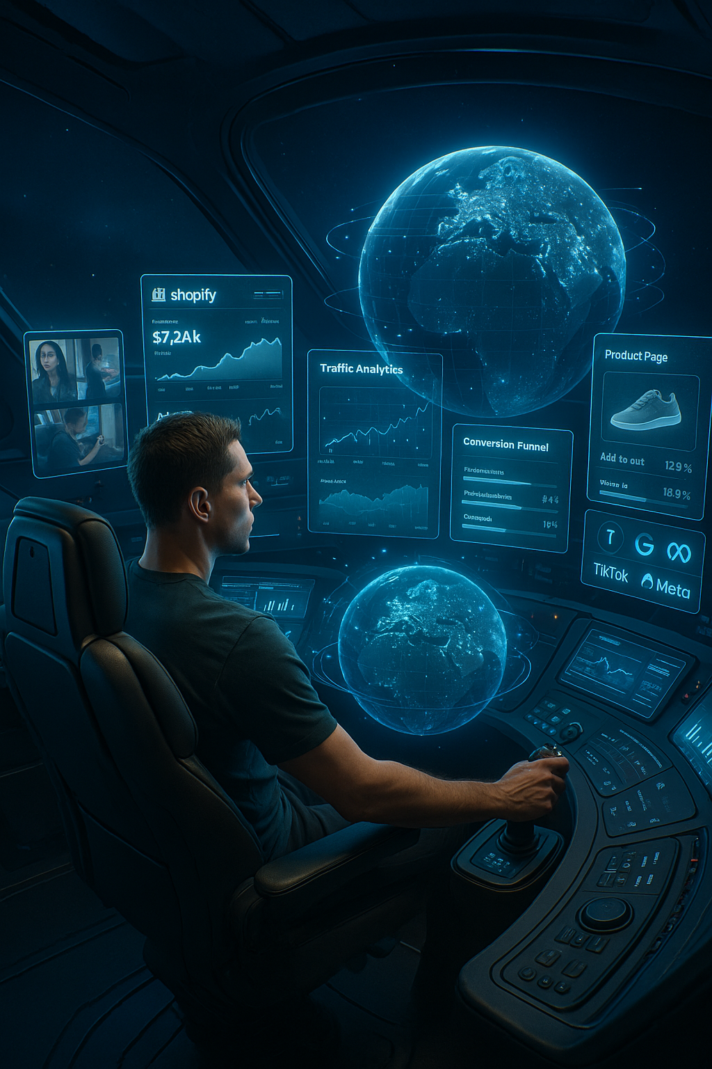 MyEcomPilot Dashboard - Cockpit Futuriste AI
